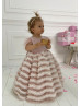 Blush Satin Tulle V Back Cupcake Flower Girl Dress